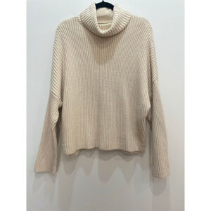 Abercrombie & Fitch Ribbed Cowl Neck Chunky Knit Cotton Sweater XL Old Money